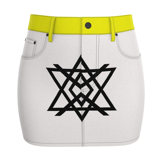 The Divine Architect: White Edition Denim Mini Skirt