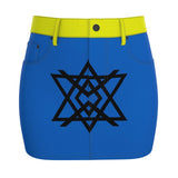 The Divine Architect: Geometric Denim Mini Skirt