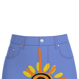 The Ascension Sun-Spiral Denim Midi Skirt