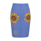 The Ascension Sun-Spiral Denim Midi Skirt