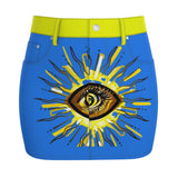 Divine Eye: Protection & Power Denim Mini Skirt