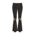 Black Solar Spiral: High-Waisted Flared Leggings